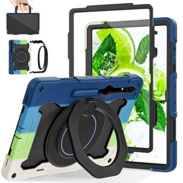 Imagem de ROISKIN Capa para Samsung Galaxy Tab S10 Ultra 2024/ S9 Ultra/S8 Ultra 14,6 polegadas, capa protetora resistente à prova de choque com protetor de tela, suporte, alça, alça de ombro e suporte para