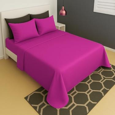 Imagem de Lençol Casal Sem Elástico Superior Malha Liso 100% Algodão (Pink)