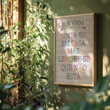 Imagem de Quadro Decorativo Bem Vindo Sinta-se Em Casa Com Moldura Frase Divertida Recepção Humor Decoração Porta Entrada Sala Quarto Colorido