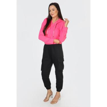 Imagem de Blusa de Moletom Cropped Fechada Code Capuz Pink Feminino-Feminino