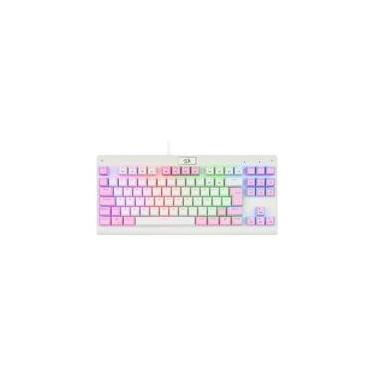 Imagem de Teclado Mecânico Gamer Redragon Dark Avenger, RGB, Switch Brown, ABNT2, Branco e Rosa - K568WP-RGB (PT-BROWN)
