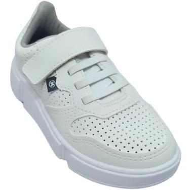 Imagem de Tênis Molekinho Menino Confortável com Tiras Autocolantes, Branco, 33