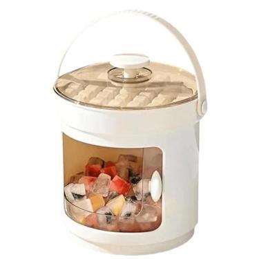 Imagem de Balde Forma de Gelo Reservatorio Recipiente Pegador Alça Tampa Dispenser Evento Casa Festa Reuniao