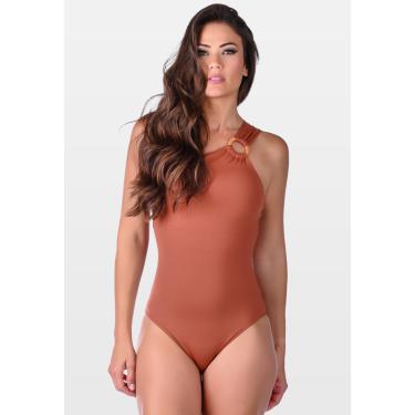 Imagem de Maiô Feminino Elegante Summer Soul Um Ombro Só Detalhe Argola Marrom  feminino