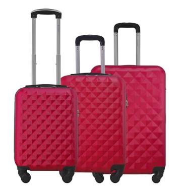 Imagem de Kit 3 Malas Rígidas de ABS 360° 8kg 10kg e 23kg com Cadeado Gladiador Diamond D1C3M (Cereja)