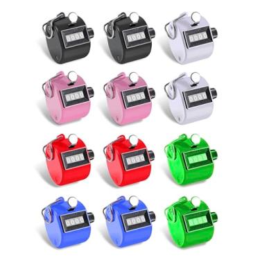 Imagem de Contador de contador manual de metal com 4 dígitos, contador de números de 4 dígitos, 12 peças de clickers mecânicos portáteis, contadores de cliques para treinamento de beisebol, tricô, pessoas