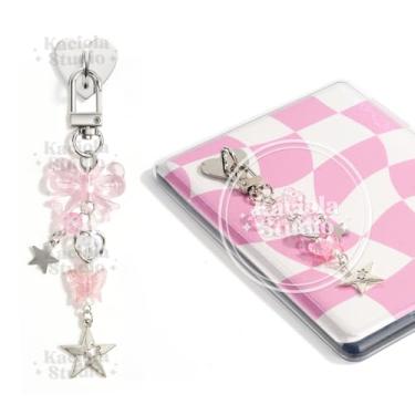 Imagem de Kaciola Correntes de berloque para Kindle, pingente de borboleta de laço rosa fofo e-reader pulseiras de telefone acessórios presente para leitores amantes de livros mulheres e homens, pingentes