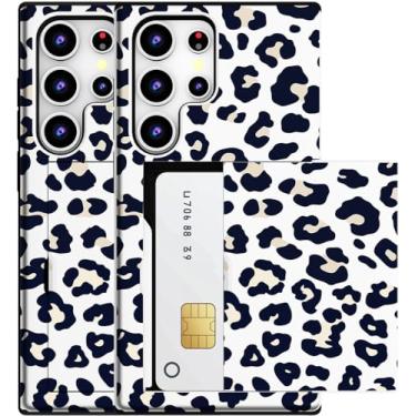 Imagem de MUQR Capa compatível com Samsung Galaxy S23 Ultra com porta-cartão fofo - Design Kawaii, proteção contra quedas de nível militar, capa carteira robusta para mulheres (bolinhas brancas de leopardo e