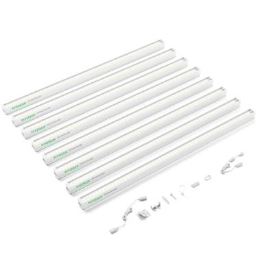 Imagem de VIVOSUN Luzes de cultivo de 60 cm para plantas de interior de espectro total, luzes LED para plantas de 120 W (8 x 15 W), faixa de luz de cultivo T5 para início de sementes, estufa, hidroponia