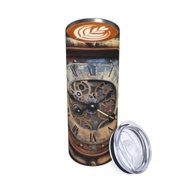 Imagem de Copo de 590 ml, relógio steampunk, caneca de café para viagem, copo isolado de aço inoxidável, parede dupla, para bebidas quentes e frias, reutilizável, copo térmico, caneca de chá gelado, presentes