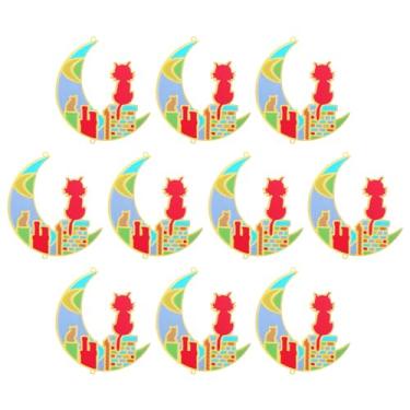 Imagem de 10 peças penduradas para apanhador de sol, laser, metal, lua, gato, janela, pingente, faça você mesmo, peça de ornamento, artesanato, presentes