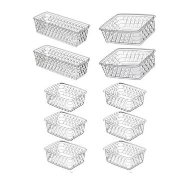 Imagem de Kit 10 Cestinhas Organizadoras Comprido E Retangulares P E M - 123Orga