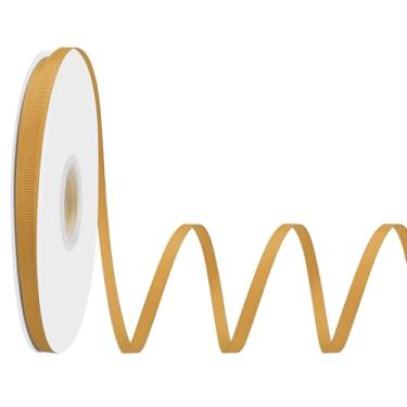 Imagem de LoomJoyz Fita de gorgorão dupla face 1/4 polegadas × 50 jardas fita de gorgorão dourada antiga para embrulho de presente, costura, laço de cabelo, buquê de flores, artesanato, casamentos, arranjos