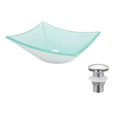 Imagem de Kit Cuba De Vidro Branca Para Banheiro + Válvula Click