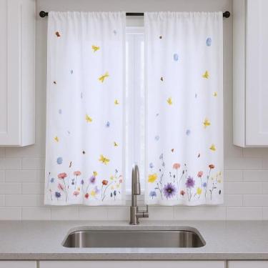 Imagem de Cortina Para Cozinha com ilhós para Varão Simples Tecido Gorgurão 2,10