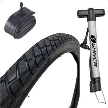 Imagem de Pneu Bicicleta Shiver tipo praieiro Aro 26 X 2.125 Caloi Monark tropical + Camara Bico grosso Bomba