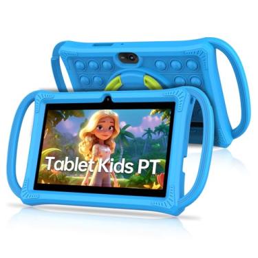 Imagem de PRITOM Tablets infantis de 7 polegadas, 32 GB, tamanho perfeito para tablets infantis com capa sem zíper, WiFi, câmera dupla, educação, jogos, software infantil pré-instalado, controle parental (azul)