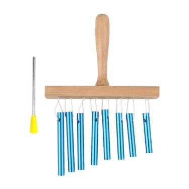 Imagem de Bar Chimes Percussão Instrumento 8 Tone Sinos de Mão com Knock Stick Premium Birch Wood Solid Aluminum Tube Windchime para amantes de música Iniciantes Ban Performances Classroom (Azul)