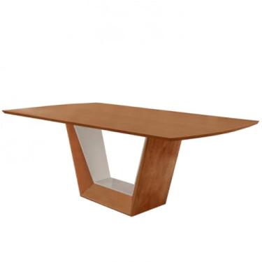 Imagem de Mesa para Sala de Jantar Rubi 180cm Madeira Tampo Barril Laminado Moderna Mobília