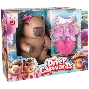 Imagem de Boneca Capivarinha Mimi em Vinil Macio com Vestido de Unicórnio – Brinquedo Colecionável Infantil | 15cm