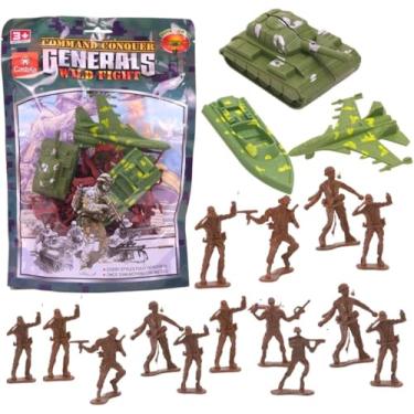 Imagem de Kit Soldadinhos de Brinquedo 60 Peças com Acessórios Militares - Castela