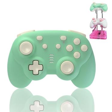 Imagem de turbX Mate Mini wireless Nintendo switch wireless controller, usb controller for pc - Small Gamepad 6-Axis Gyro Motion Sensor, Joystick (Retro Green)