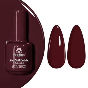 Imagem de Beetles Borgonha Esmalte em gel vermelho – Esmalte de gel marrom Blanchett, 15 ml, cor vermelha ameixa escura, lâmpada UV de imersão para manicure, faça você mesmo em casa, presentes para mulheres