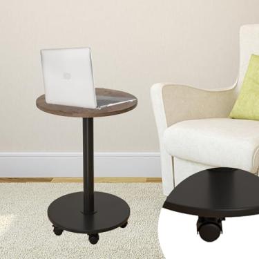 Imagem de Pedestal com rodas bandeja de TV, mesas de sofá giratórias que deslizam para baixo, mesa lateral pequena para sofás de sala de estar e quarto, camas, mini mesas de centro, (A) 57 x (L) 28 cm (montagem