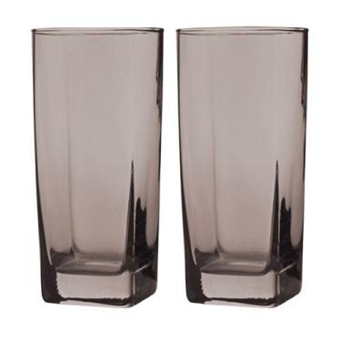 Imagem de Jogo de 2 Copos de Vidro Bali Cinza 320ML Mesa Posta Quadrado - PRATIC