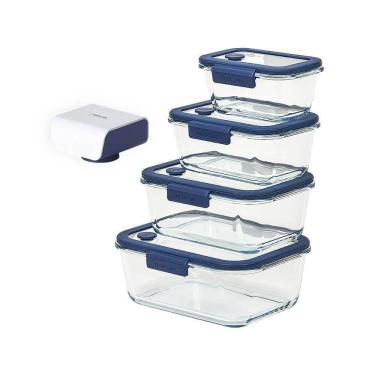 Imagem de Conjunto De Potes De Vidro Hermético Retangular - Bomba Elét