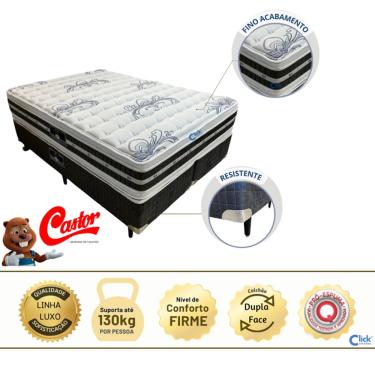 Imagem de Conjunto Castor King Size Silver Star Dupla Face com Cama Box Cinza - Linha Luxo - Alto Padrão