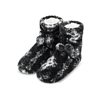 Imagem de Keyela Pantufas femininas com solas, macias e macias, antiderrapantes para mulheres, chinelos felpudos de inverno, Diamante preto, 8-10