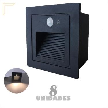 Imagem de Kit 8 Balizador De Parede Embutido Sensor De Presença Lup72