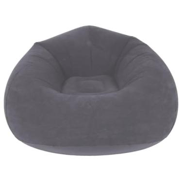 Imagem de Sofá Poltrona Puff Inflável Deluxe Aveludado Gigante - Impermeável, 100kg, Bomba Inclusa, Conforto Interno, Design Moderno e Portátil - Cinza