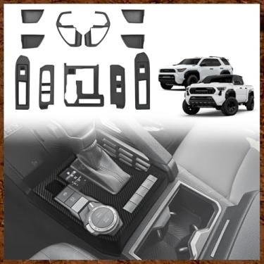 Imagem de Muslogy Capa de kit de acabamento interno 11 peças compatível com Toyota Tacoma 2024 2025 e 2025 4Runner volante console central janela interruptor de porta interna (não serve para 2Door Tacoma