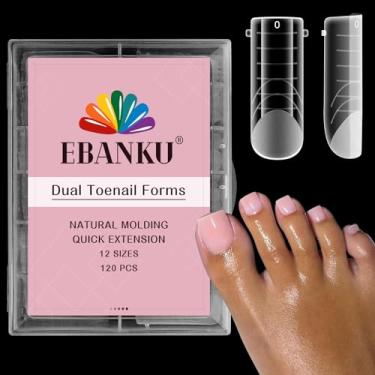 Imagem de EBANKU Formas de unhas de gel de poli, formas duplas quadradas longas para extensão de unhas Pedi em gel de poli unhas reutilizáveis, molde de ponta de unha, 120 peças, 12 tamanhos
