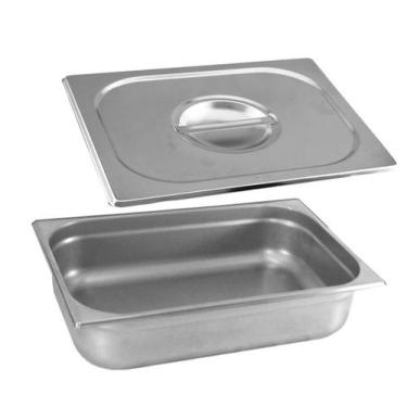 Imagem de CUBA Gastronômica Em INOX GN 1/1X100 mm 14 Litros + TAMPA 1/1 Em INOX 