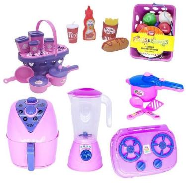 Imagem de Brinquedo Cozinha Air Fryer Cesta Panela Pote Mercado 31Pç - Altimar