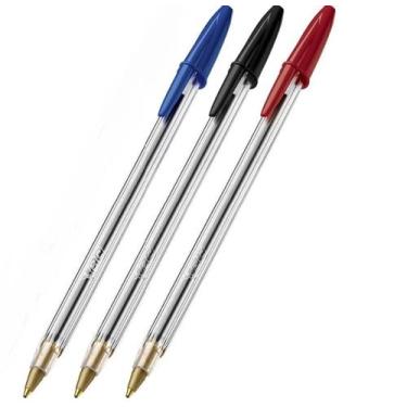 Imagem de Kit com 3 Caneta Bic Cristal - Azul Preta e Vermelha