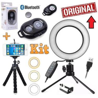 Imagem de Kit Youtuber Tripé Celular Universal + Iluminador Ring Light - Leffa S