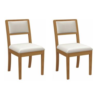 Imagem de Kit 2 Cadeiras Sala Jantar Alice 2CMM003CA Premium Madeira Maciça 2 Un Carvalho/Linho Bege Caqui - Kappesberg