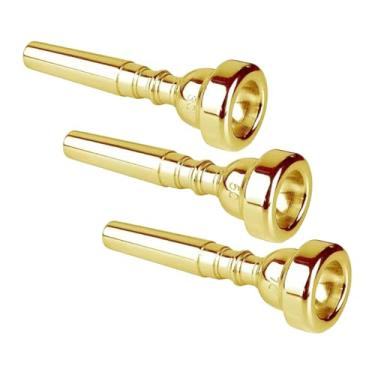 Imagem de KiBcsLic Conjunto de 3 Boquilhas de Trompete Duráveis ​​3C, 5C E 7C para Músicos Iniciantes E Profissionais, para Apresentações No Palco, Ouro