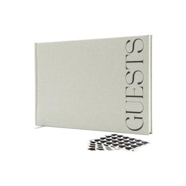 Imagem de Livro de visitas verde sálvia (design 3) - livro de visitas de capa dura de linho real de 23 x 18 cm para assinatura de recepção de cerimônia de casamento, para adicionar polaroid e escrever mensagens