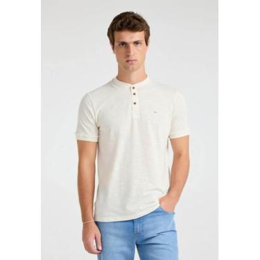 Imagem de Polo Docthos Slim Manga Curta Linho Flamê Gola Padre, 010 natural, G