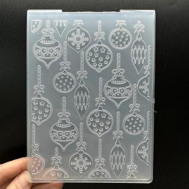 Imagem de Modelo de pasta em relevo de plástico 3D textura de sino de bola de Natal tamanho A6 para fazer cartões, faça você mesmo, scrapbooking, papel, artesanato, artesanato, scrapbook, artes, decoração