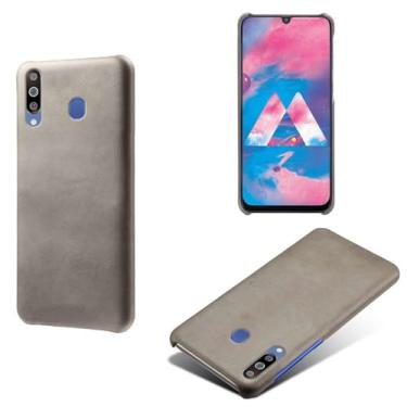 Imagem de Capa para Samsung Galaxy M30,Proteção contra quedas,Casca de volta de cor sólida simples,Design de couro de imitação de plástico-Gray