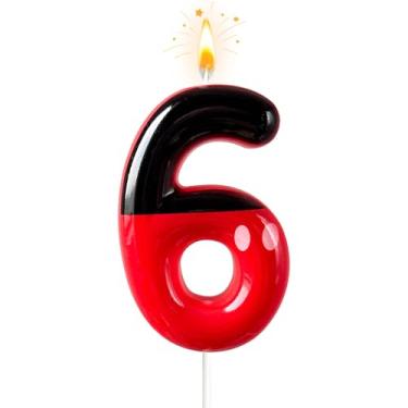 Imagem de JonesLi 6ª Velas de aniversário rosa e pretas para crianças, decorações de 6º aniversário para crianças, enfeite de bolo de rato rosa, decoração de cupcake, para aniversários de crianças, aniversários