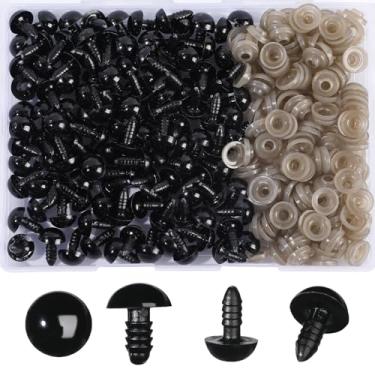 Imagem de L-LWEIK 320 peças de olhos de segurança de 12 mm para crochê, amigurumi, artesanato para animais de crochê com arruelas, olhos de bicho de pelúcia para brinquedos de pelúcia, ursos, bonecas