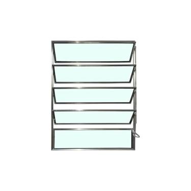 Imagem de Vitrô Basculante 1 Seção 100x80 Linha Esmeralda – Alumínio Brilhante, Vidro Liso 3mm – Lumineziri Esquadrias