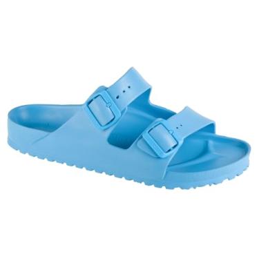 Imagem de BIRKENSTOCK Mules masculinos abertos nas costas, 41 EU, Azul-celeste, 12 Women/10 Men